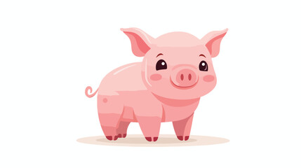 Pig animal digital illustration in cute and simple s