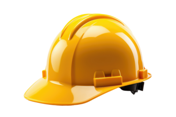Yellow Hard Hat on White Background. On a White or Clear Surface PNG Transparent Background.