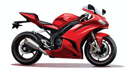 Obraz na płótnie Canvas Red Sport Motorcycle Isolated. .. flat vector