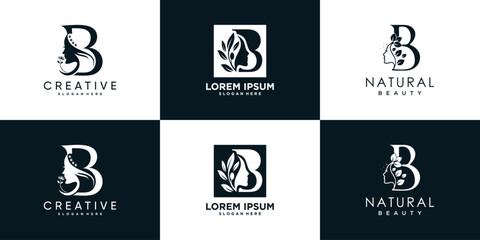 letter logo B design collection with nature beauty concept premium vector