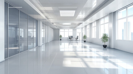 Empty modern office interior. Vector image.