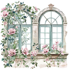 Fototapeta na wymiar Floral Windows Clipart