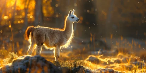 Foto auf Alu-Dibond Portrait of Llama Dramatic and Cinematic Lighting © Aoun