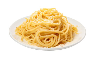 Plate of Pasta on White Background. On a White or Clear Surface PNG Transparent Background.