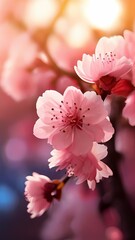Fototapeta premium Spring Splendour Captivating Cherry Blossom Elegance Beautiful cherry blossom image, Beautiful Sakura flowers, Spring awaking with the cherry blossom, Cherry blossom mobile wallpapers