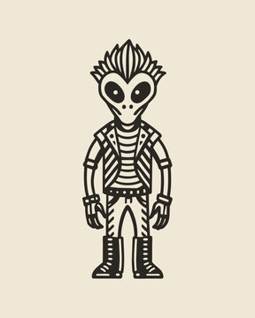 vector alien punk for t shirt design