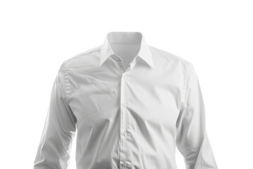 Mans White Dress Shirt Displayed on Mannequin. On a Transparent Background.