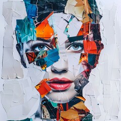 paper collage of portrait of a young woman