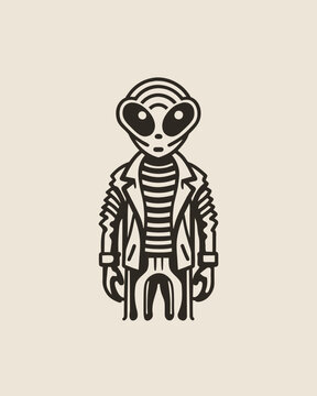 vector alien punk for t shirt design