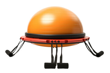 Large Exercise Ball on Top of Machine. On a White or Clear Surface PNG Transparent Background.