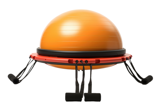 Large Exercise Ball on Top of Machine. On a White or Clear Surface PNG Transparent Background.