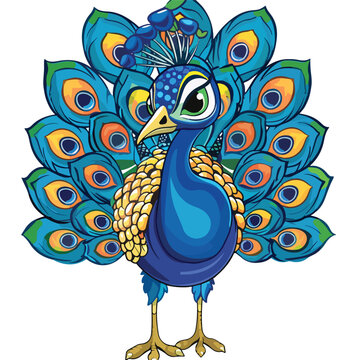 Funny Peacock  Clipart isolated on white background