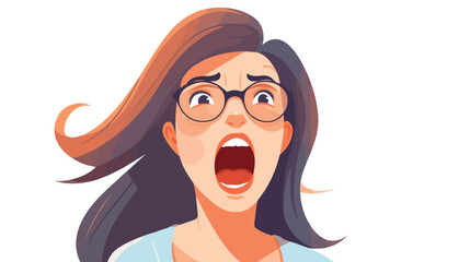 Shouting Young Lady Cartoon Vector Illustration flat