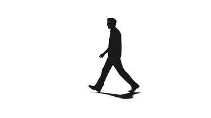 Silhouette of a walking man on a white background. f