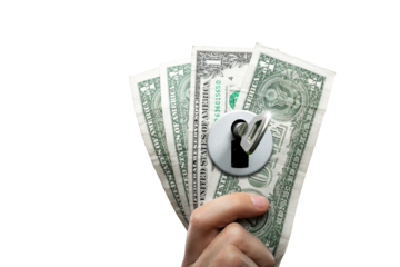 Key in a Lock on Dollar Bills - Isolated from Background