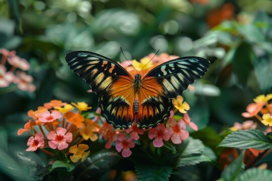 Professional Photography of a Stunning Butterfly Garden Filled With a Kaleidoscope of Fluttering Wings and Vibrant Colors, Generative AI