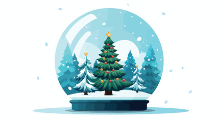 Snow ball with christmas decoration flat vector