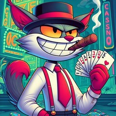 cat gambler in casino