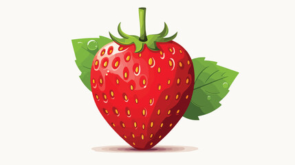 Strawberry smiling flat vector isolated on white background