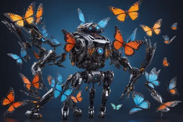 Cercles muraux Papillons en grunge thousands of nanite butterfly robots