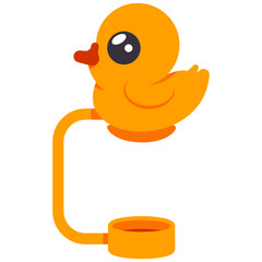 Cute duck silicone straw stopper vector cartoon illustration isolated on a white background.