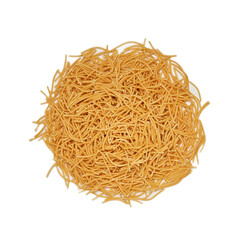 top view flat lay pile of roast vermicelli isolated on white background