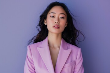 Fototapeta premium Young Asian Woman in Pink Suit Posing for a Picture looking at camera. 