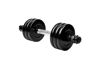 Fototapeta na wymiar A Pair of Black Dumbbells on a White Background. On a White or Clear Surface PNG Transparent Background.