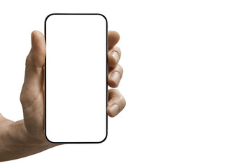 a phone  in a hand on a transparent background in PNG format