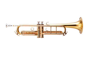 Obraz premium Brass Trumpet on White Background. On a White or Clear Surface PNG Transparent Background.