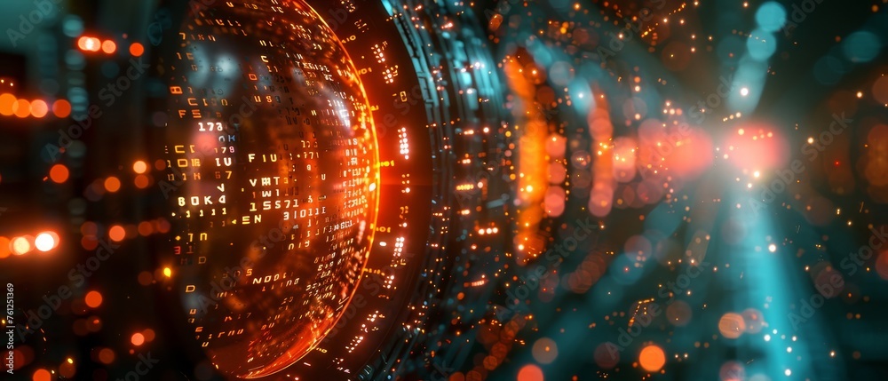 Fototapete A concept for digital transformation. Systems engineering. Binary code. Programming.