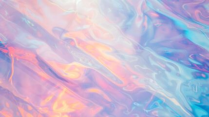 Wavy Background. Holographic Abstract in Soft Pastel Colors with Rainbow Light Refraction Texture. Abstract background. The surface is slippery. Rainbow pastel colors