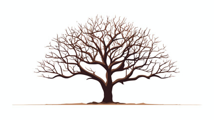 Tree without leaves flat vector isolated on white background