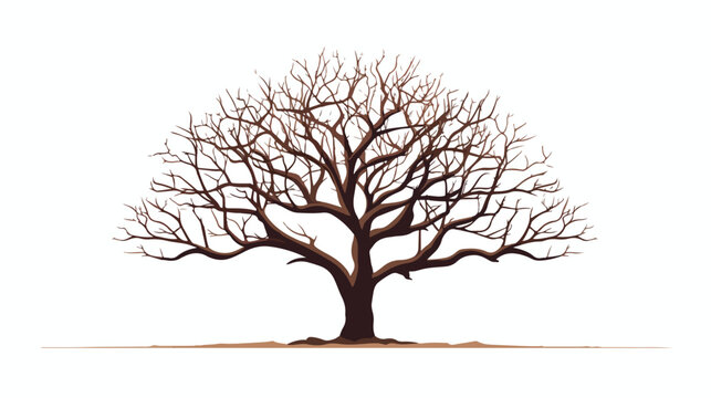 Tree without leaves flat vector isolated on white background