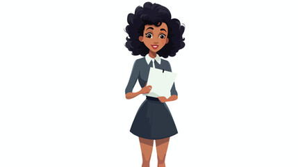 Trying to Remind - Retro Black Office Girl Cartoon 