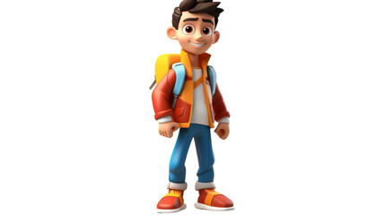 A colorful cartoon character wearing a backpack and shoes, ready for an exciting journey
