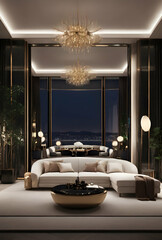 Create an AI-rendered representation of a nighttime interior