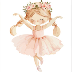 Little Ballerina Watercolor Clipart 