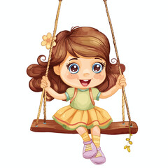 Little Girl In Swing Clipart Clipart isolated on whit