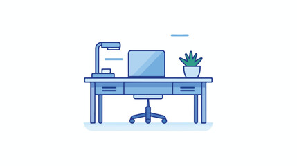 Workplace desk icon vector filled flat sign