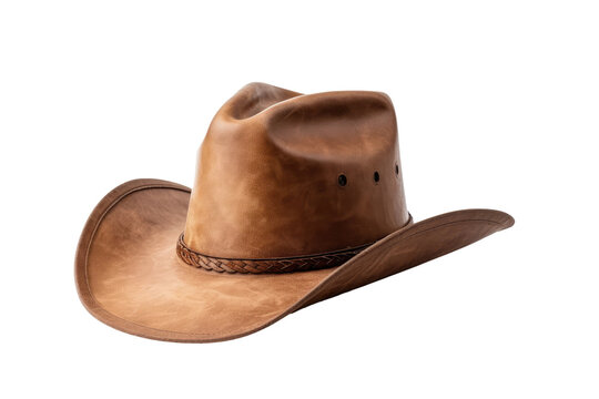 Brown Cowboy Hat on White Background. On a White or Clear Surface PNG Transparent Background.