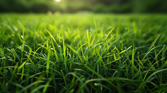 Close-up image of fresh spring green grass