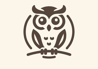 Northern long-eared owl. Vector logo
