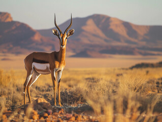 Antelope is in the wildlife outdoors in Africa in desert 