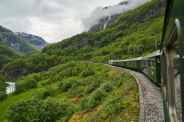 View from the most beautiful train journey with Flamsbana between Flam and Myrdal in Aurland...