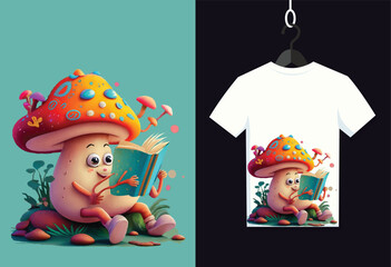 Mushroom t shirt reading book design, Enjoy every moment magic mushrooms in the forest with mock t-shirt