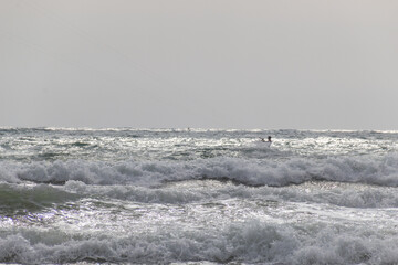 kite surfing on the beach