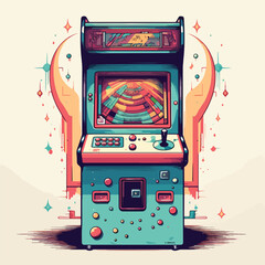 A retro arcade game and pixel pattern illustration