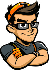 Dynamic Dude A Vibrant Man Mascot Logo for Your Brand Identity