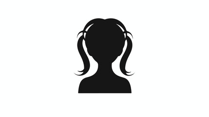 Girl with hair tails avatar vector icon. filled flat - obrazy, fototapety, plakaty